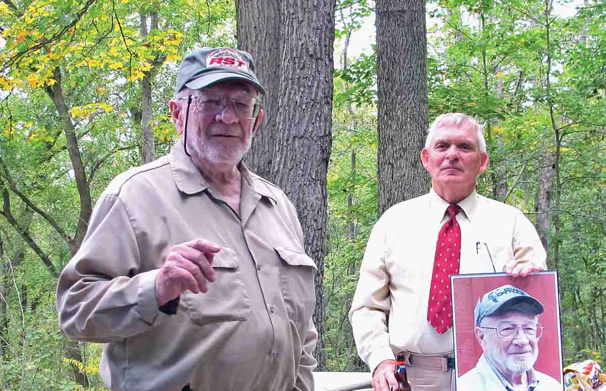 Present at the dedication on October 7, 2017, were shoot founder, Bob Woodfill (right) and Don Kettelkamp, the African hunter for who the competition was named.